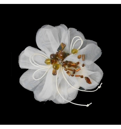 /160/60-A Fiore c/perle+elast. AVORIO