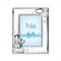 /444442 Cornice bimbo c/cuscino 13x18 retro legno CIELO