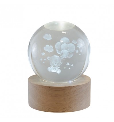 10181213 Globo led ORSETTO picc. d.6 vetro+base legn c/scat.regalo