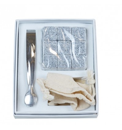 1416006 Set 9 cubetti pietra con pinza in gift box