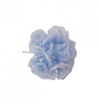 /ACA49/C Fiore organza c/strass CIELO