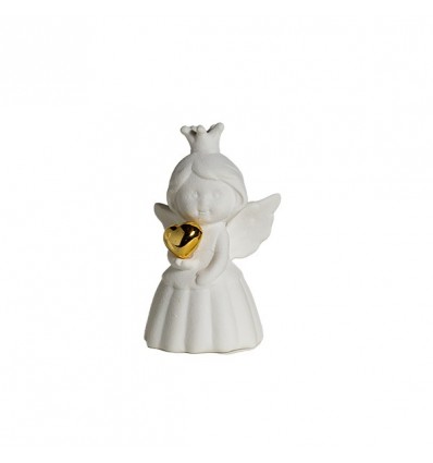 /TB 1612 Angel.corona biscuit bianco in piedi h10,3 con cuore oro