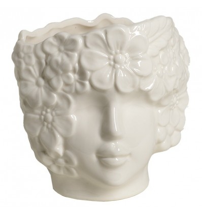 /TB 1706 Vaso testa fiorita 12x11,8 crm bianco