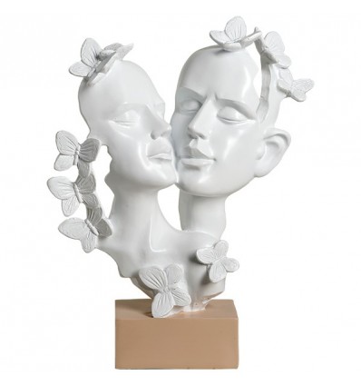 /TB 1779b Statua Amanti farfalle h27,5 bianca