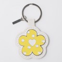 /TKSP/411 Portachiavi ecopelle bianco h9,5 FIORE giallo