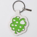 /TKSP/413 Portachiavi ecopelle bianco h9,5 QUADRIFOGLIO verde