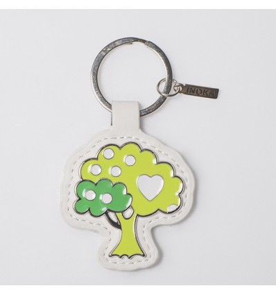 /TKSP/414 Portachiavi ecopelle bianco h9,5 ALBERO verde