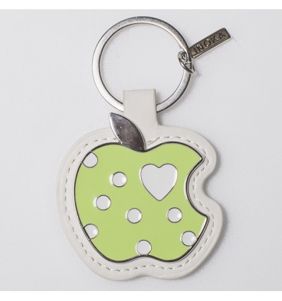 /TKSP/416 Portachiavi ecopelle bianco h9 MELA verde