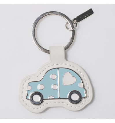 /TKSP/417 Portachiavi ecopelle bianco h8,5 AUTO blu