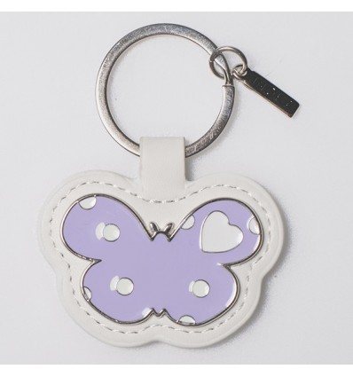 /TKSP/419 Portachiavi ecopelle bianco h8 FARFALLA lilla