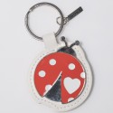 /TKSP/420 Portachiavi ecopelle bianco h8 COCCINELLA rossa