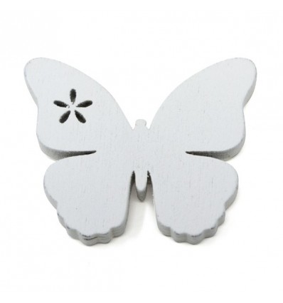 18606M Set 12 farfalle gd d.4,3 adesive legno BIANCO