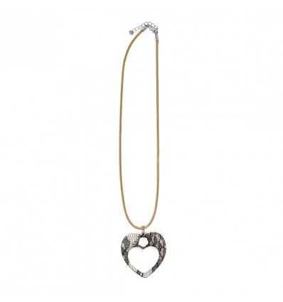 /TUA2 Collana cuore+rosa BIANCO c/plex pizzo NERO+scat