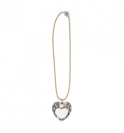 /TUA4 Collana cuore+rosa PESCA c/plex pizzo NERO+scat