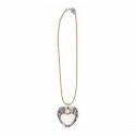 /TUA4 Collana cuore+rosa PESCA c/plex pizzo NERO+scat