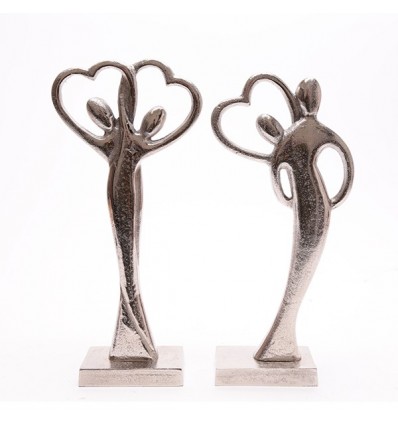 /OR 1083 Statua coppia cuore 12x27h alluminio (2mod)