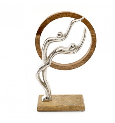 /OR 1673 Statua coppia c/cerchio 19x31h alluminio/mango