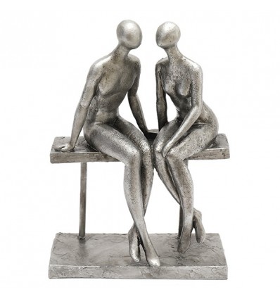 /OR 1996 Statua coppia su panchina 19x10x26h poliresina silver