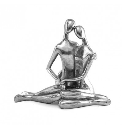 /OR 2060 Statua coppia seduta 28,5x26x15,5h poliresina silver
