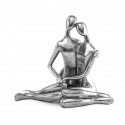 /OR 2060 Statua coppia seduta 28,5x26x15,5h poliresina silver
