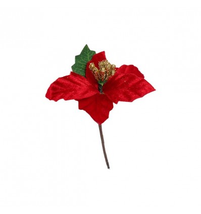 CK8508 Pick stella Natale c/foglia vell. ROSSO