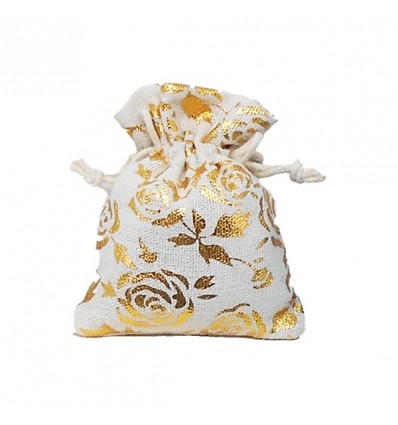 K5103-ORO Sacchetto 9x11 grezzo con rose ORO