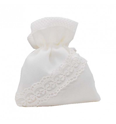 CK9073-B Sacchetto 10x12 tipo cotone c/pizzo BIANCO