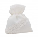 CK9073-B Sacchetto 10x12 tipo cotone c/pizzo BIANCO