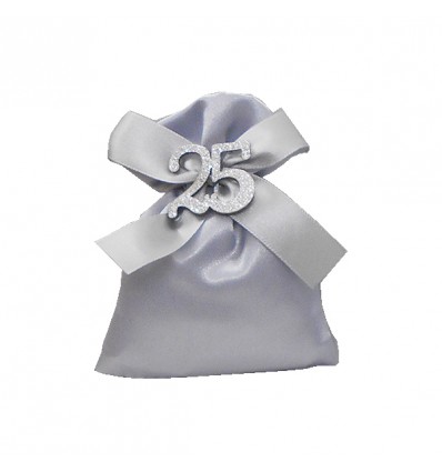 CK9079-ARG Sacchetto 10x13 raso c/appl.25 ARGENTO