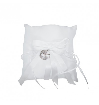 D70 Portafedi 18x18 c/applic. cuori arg.raso BIANCO