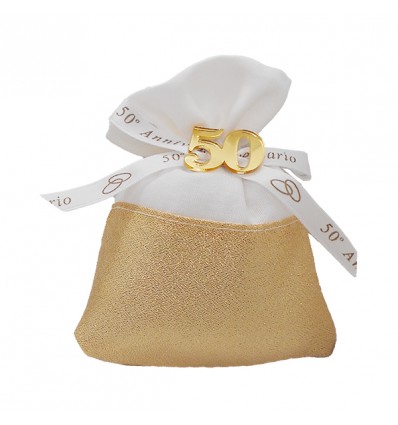 SC056 Sacchetto 10x14 50' panna/lurex oro