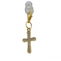 SC66-ORO Pendente CROCE 1,5x2 metallo c/strass ORO