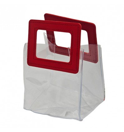 1438021 Borsetta traspar. 13x11x10h manico quadrato ROSSO