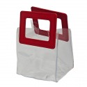 1438021 Borsetta traspar. 13x11x10h manico quadrato ROSSO