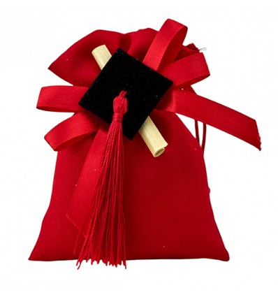 1067527 Sacchetto gde 10x13 c/tocco e pergam. laurea ROSSO