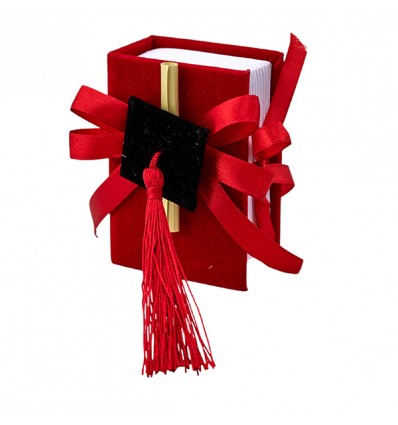 1067531 Scatolina libro 5x7,8 c/tocco e pergam. laurea ROSSO