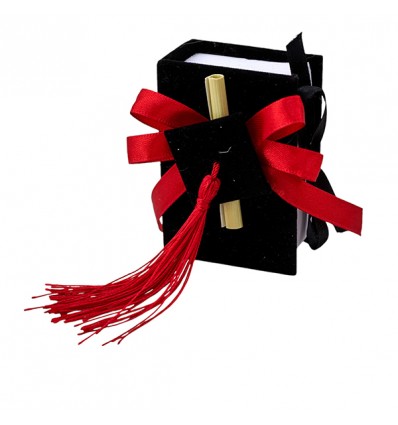 1067532 Scatolina libro 5x7,8 c/tocco e pergam. laurea NERO