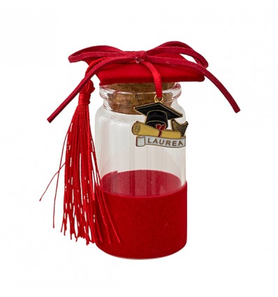 1067535 Boccetta vtr d.3,5x8h laurea c/pendente tocco ROSSO