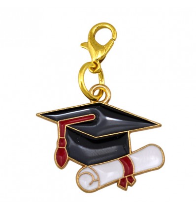 1067544 Pendente tocco laurea nero c/pergamena