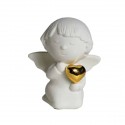 TB 1604 Putto biscuit bianco inginocchiato h8 con cuore oro