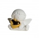 TB 1605 Putto biscuit bianco seduto h7 con cuore oro