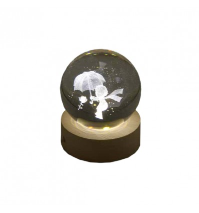 TB 18152 Globo led PRINCIPE OMBRELLO picc. d.6 vetro+base legno c/scat.