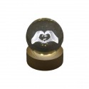 TB 18153 Globo led MANI LOVE picc. d.6 vetro+base legno c/scat.