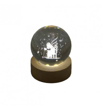 TB 18155 Globo led PRINCIPE SEDIA picc. d.6 vetro+base legno c/scat.
