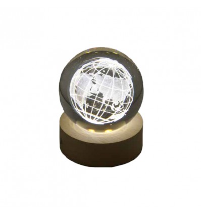 TB 18157 Globo led MAPPAMONDO picc. d.6 vetro+base legno c/scat.