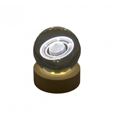 TB 18158 Globo led SATURNO picc. d.6 vetro+base legno c/scat.