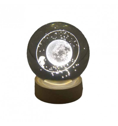 TB 18161 Globo led MONDO STELLE bimba gde d.8 vetro+base legno c/scat.