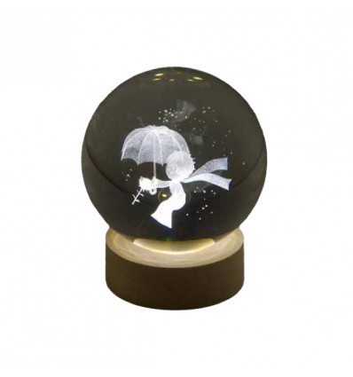TB 18162 Globo led PRINCIPE OMBRELLO gde d.8 vetro+base legno c/scat.
