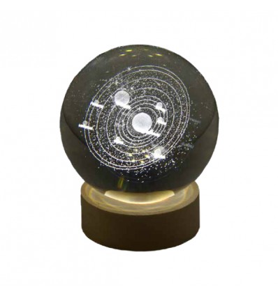 TB 18164 Globo led UNIVERSO gde d.8 vetro+base legno c/scat.