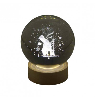 TB 18165 Globo led PRINCIPE SEDIA gde d.8 vetro+base legno c/scat.